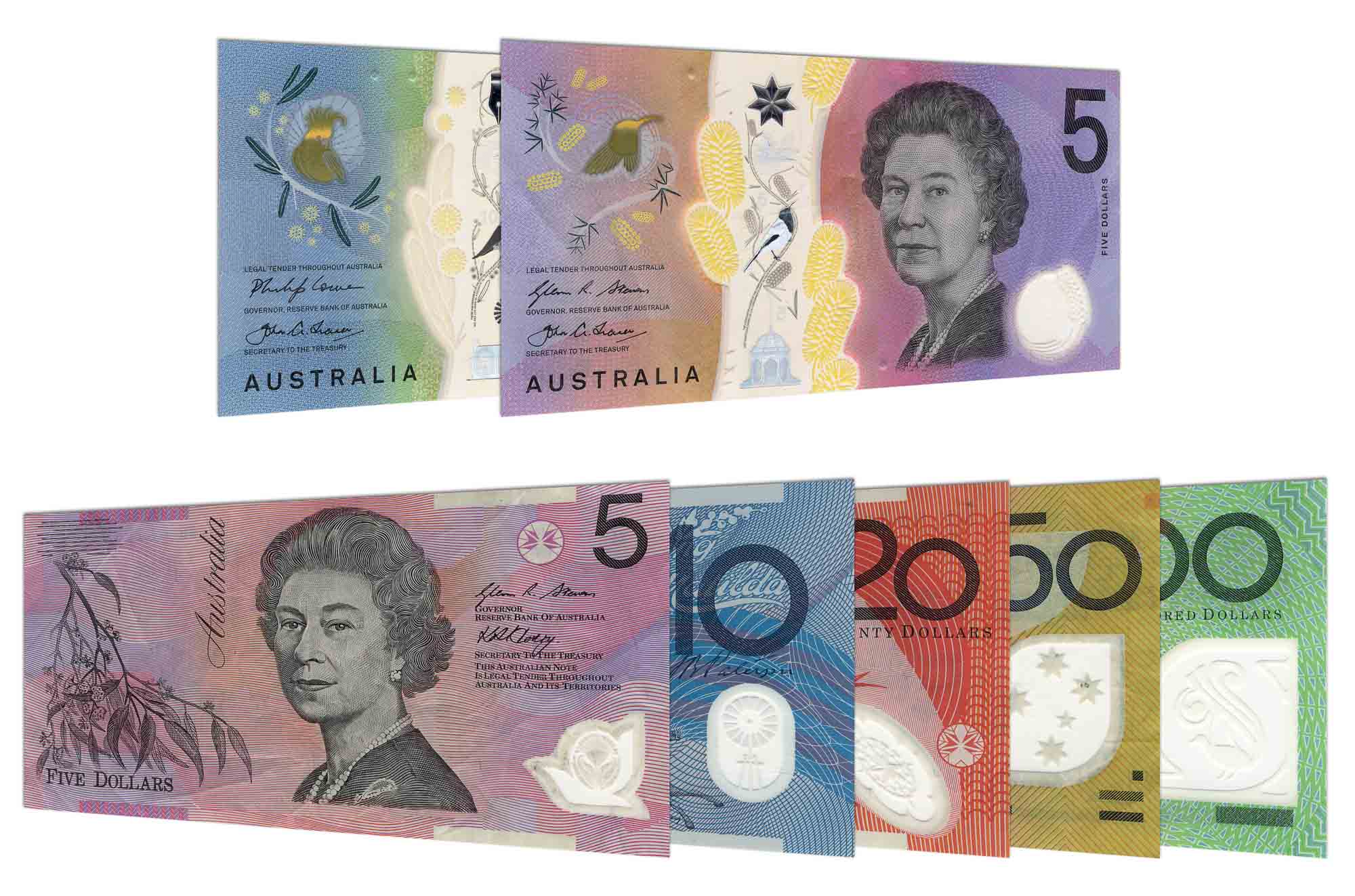 Australian money. Australian dollar banknotes. 50 AUD dollars bills. Stock  Photo