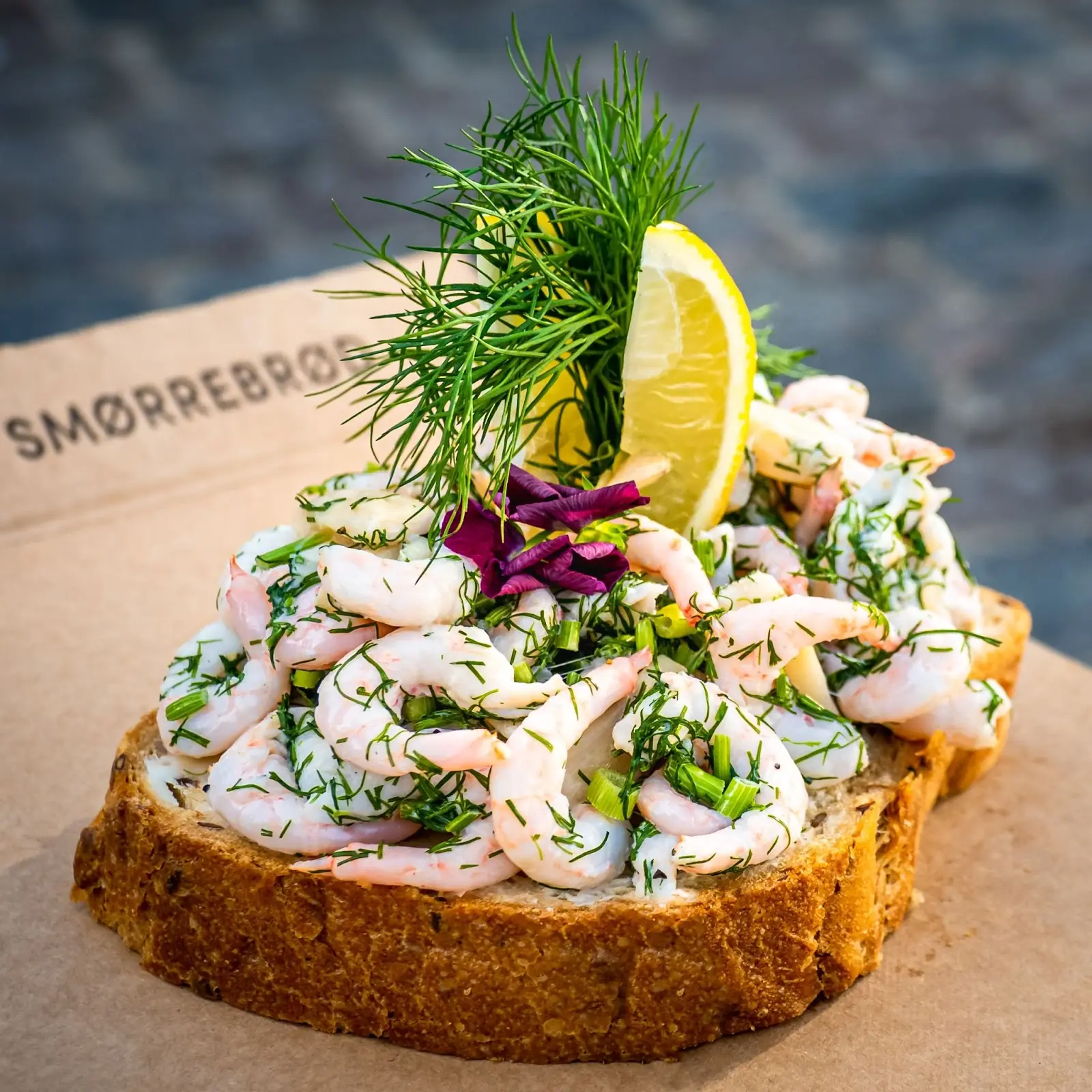 An open danish sandwich. 