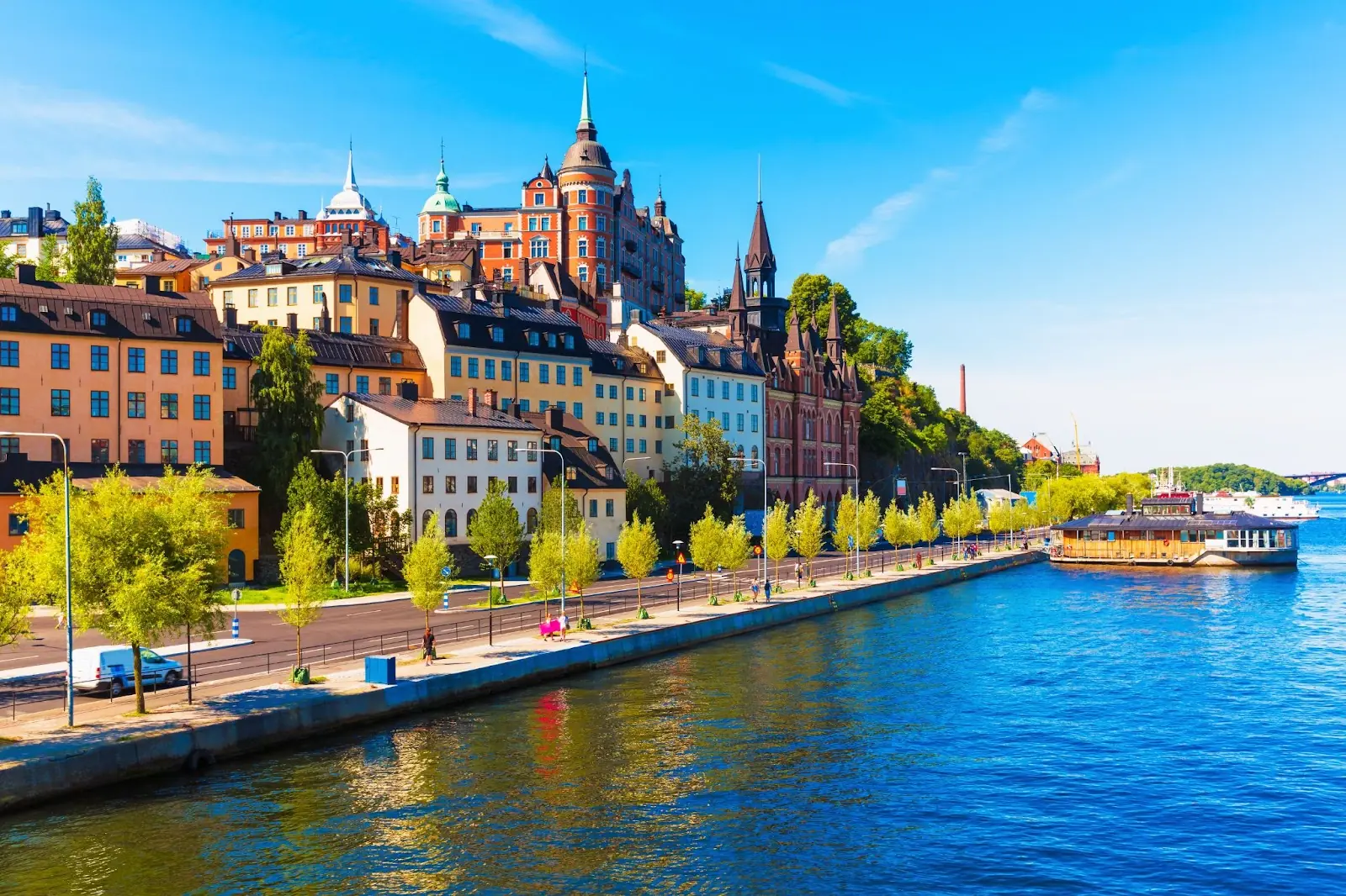 A Swedish village next to a river. 