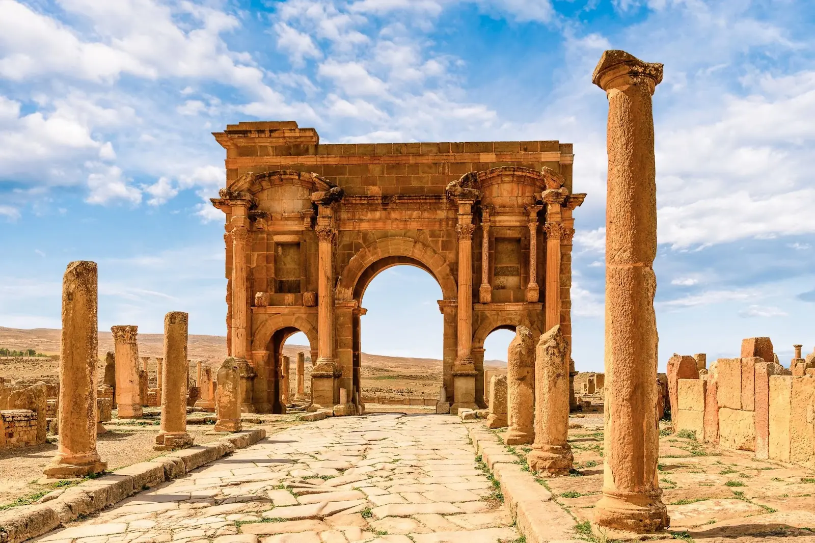 The Triumphal Arch of Trajan in Timgad. Batna. Algeria.