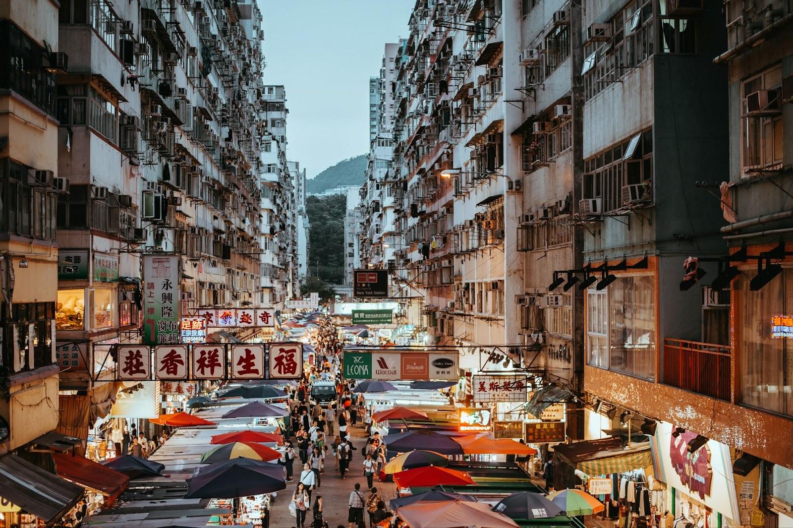 Evening market in Hong Kong.
