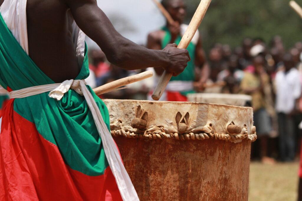 African drummer playing in Burundi