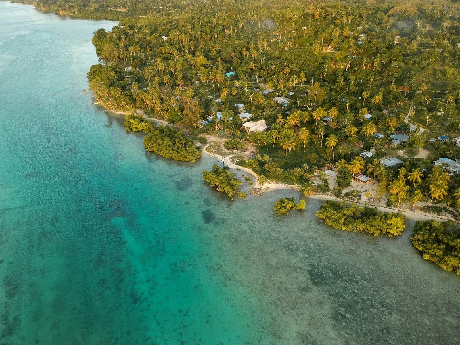 Aerial shot of coast and beach  in Vanuatu