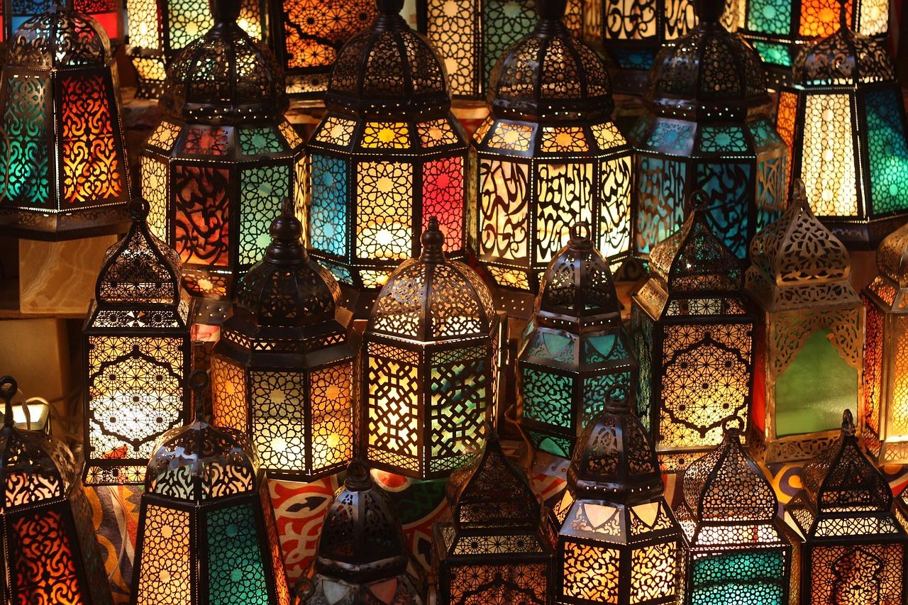Lamps for sale in a market in Cairo. To be bought with travel cash bought at the best exchange rates.