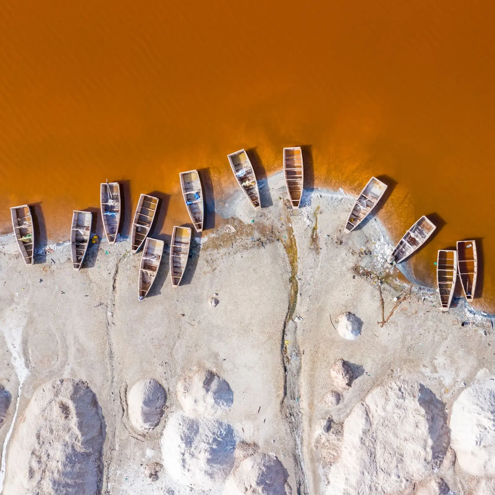 Lake Retba aerial view, Senegal, West Africa