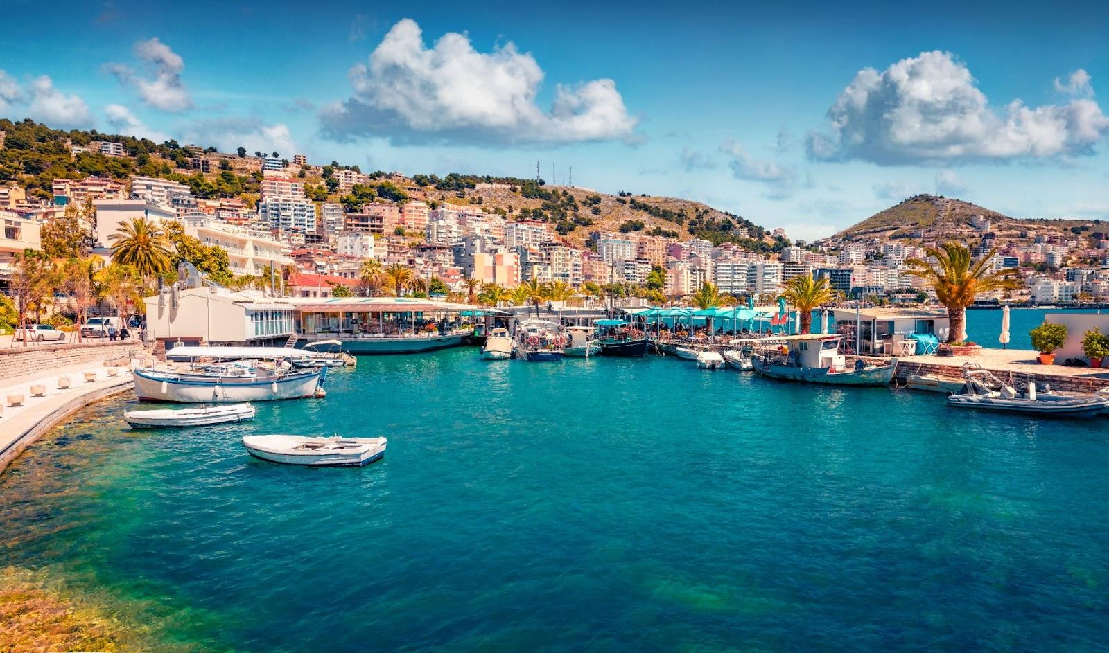 Saranda port. Marvelous Ioninian seascape. 