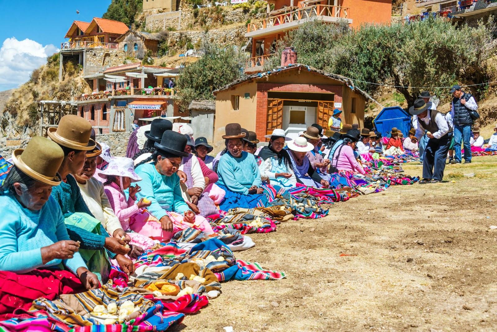 Indigenous Aymara women on Island of the Sun