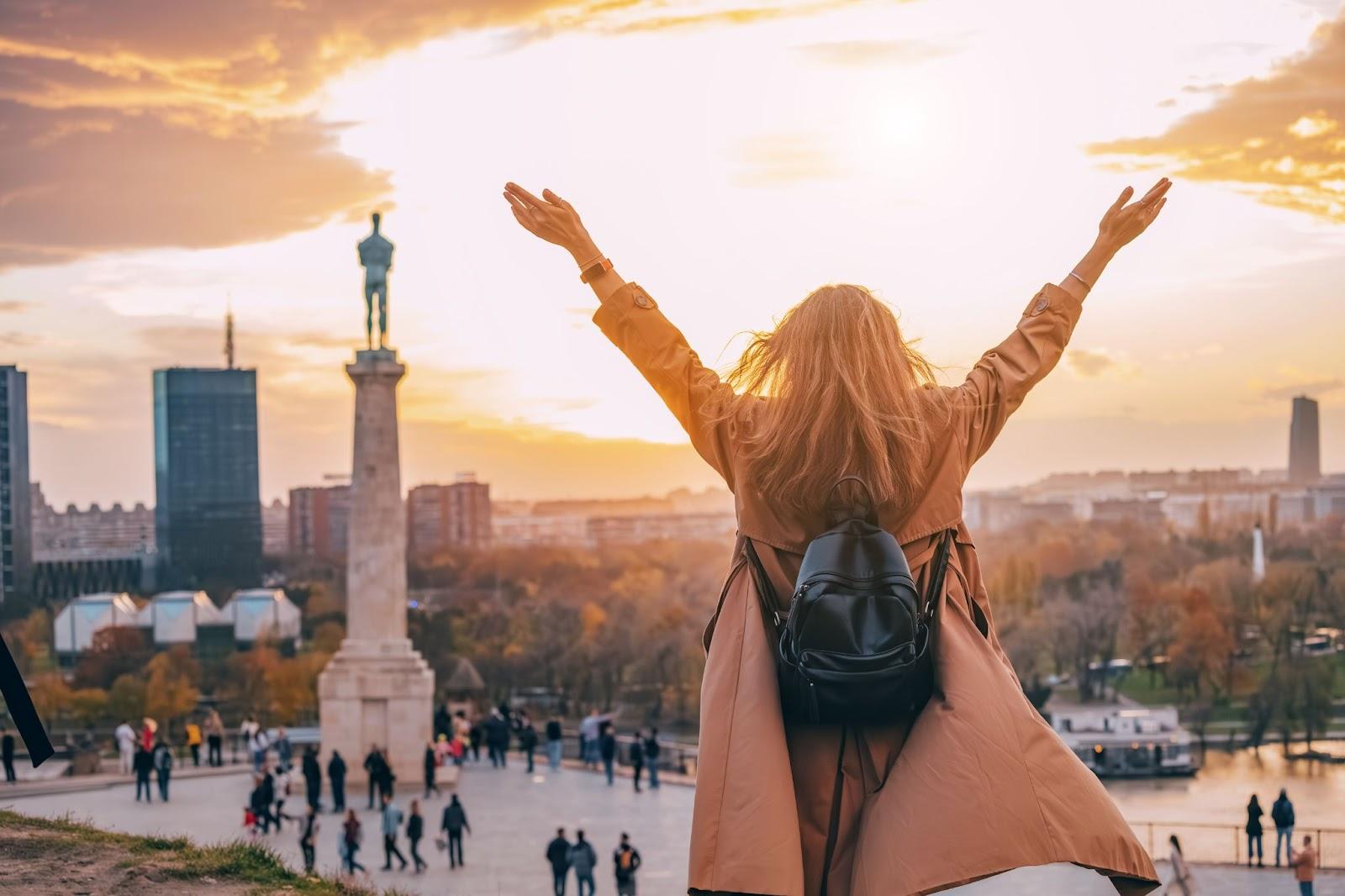 Young woman tourist in Belgrade