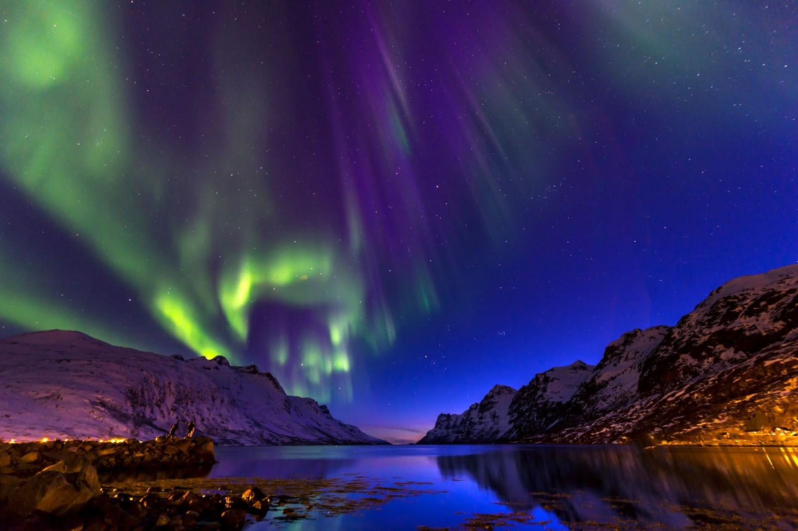 The polar lights in Norway . Ersfjord.Tromso