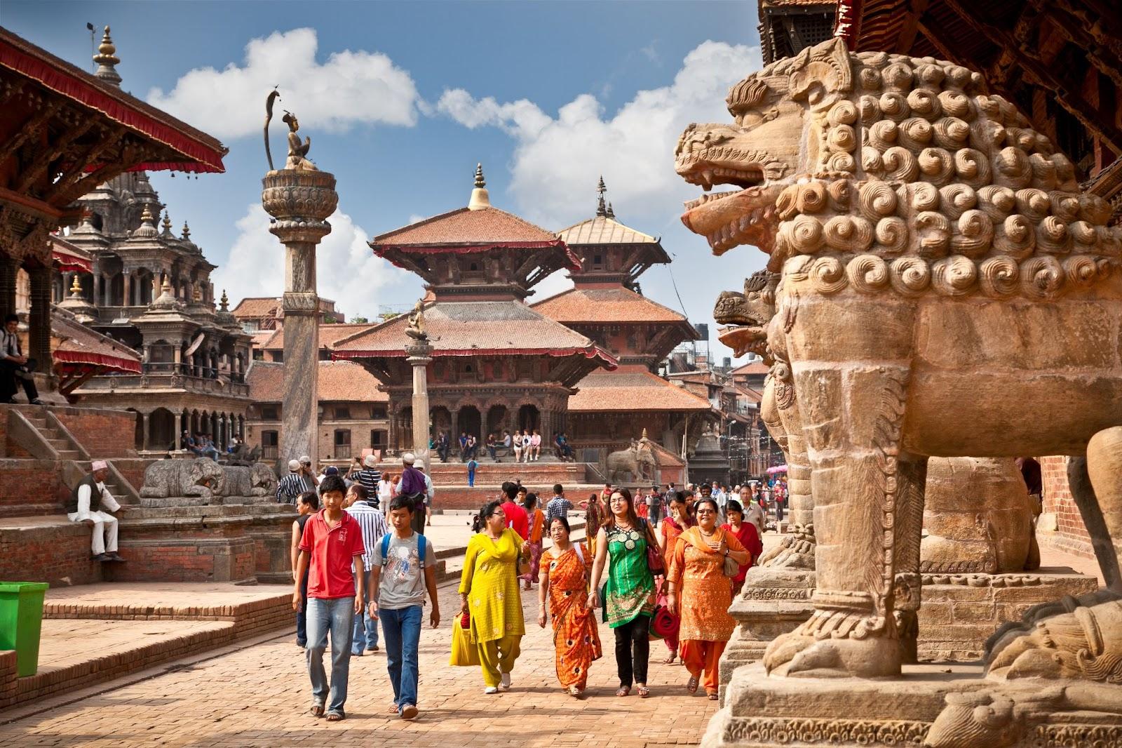 Street at the Durbar Square,Lalitpur city, on May 19, 2013 in Kathmandu valley, Nepal. It is one of the three royal cities in the Kathmandu, a very popular spot for tourists.