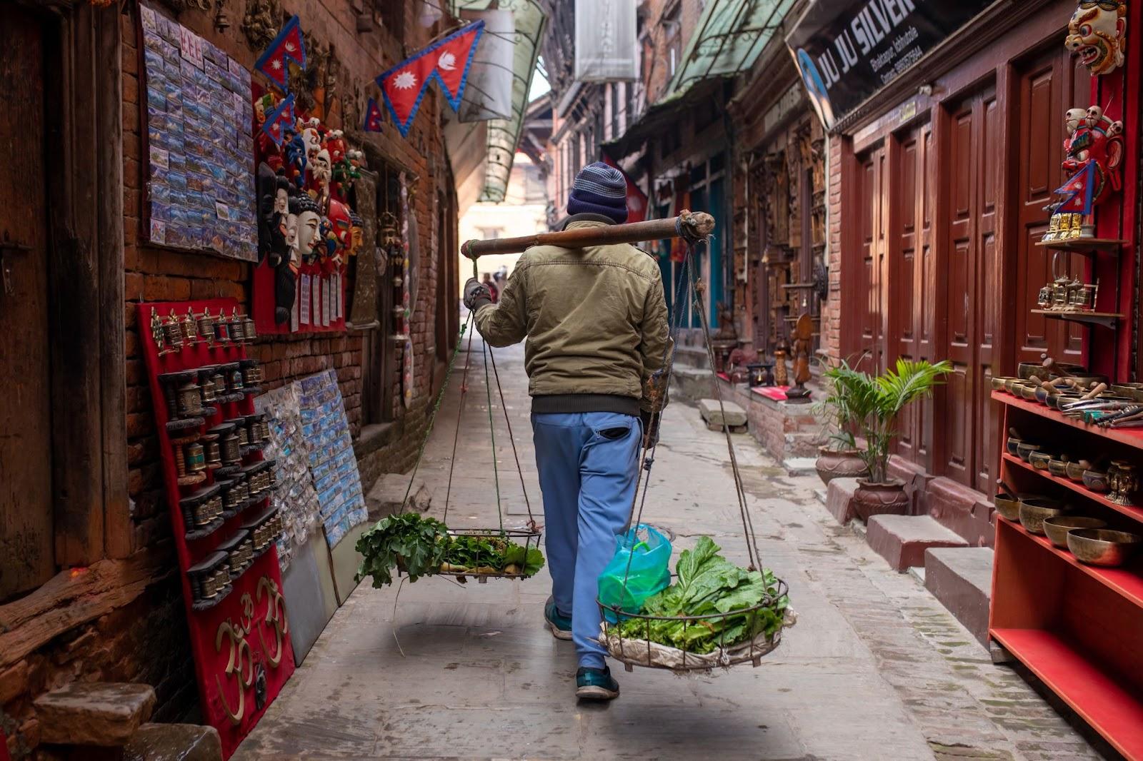 Bhaktapur, Nepal. Street of bhaktapur in the early morning.